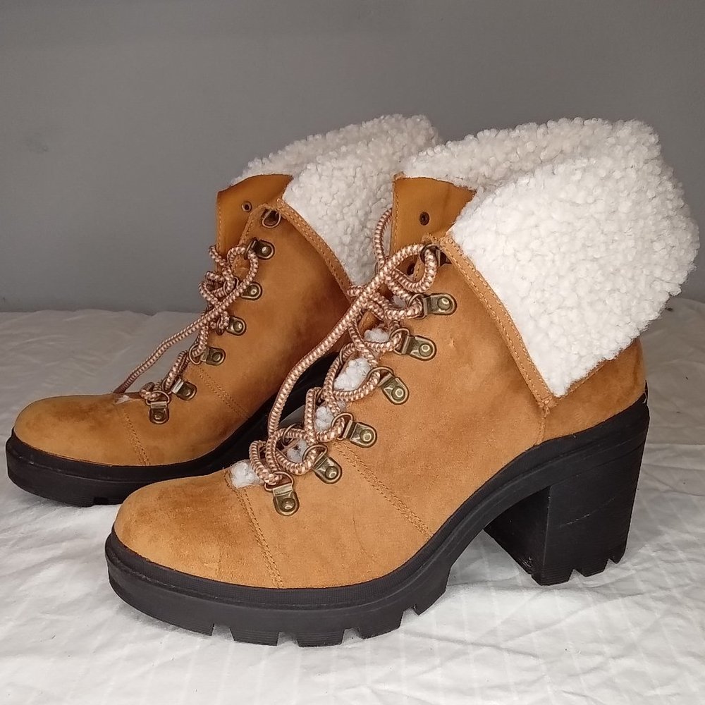 Unique High Heeled Suede Hiking Boots